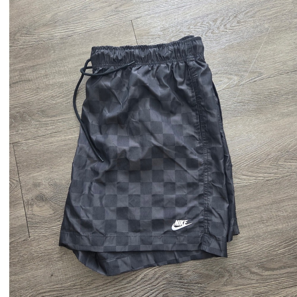 Nike Checkerboard Athletic Shorts Mens XXL Black Gray Tonal Pattern